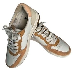 MWL White and Beige Suede Leather Sneakers Casual Shoes Women's - size 7.5